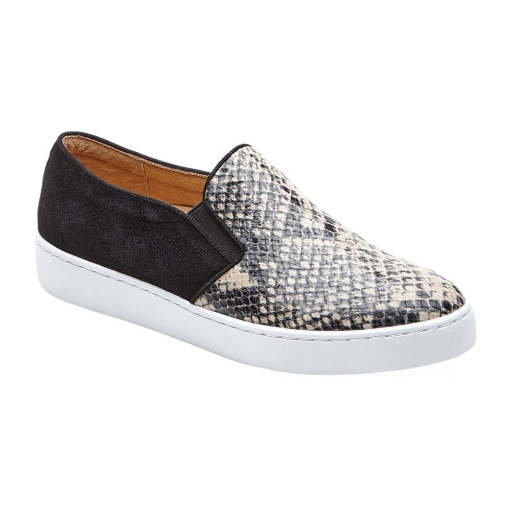 Vionic Black and White Snake Print Slip-On Shoes